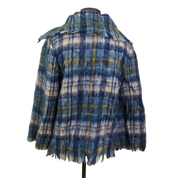 Ben Nevis Strathtay Originals Scotland  sweater Poncho Blue Plaid Cowl Neck - Picture 2 of 5